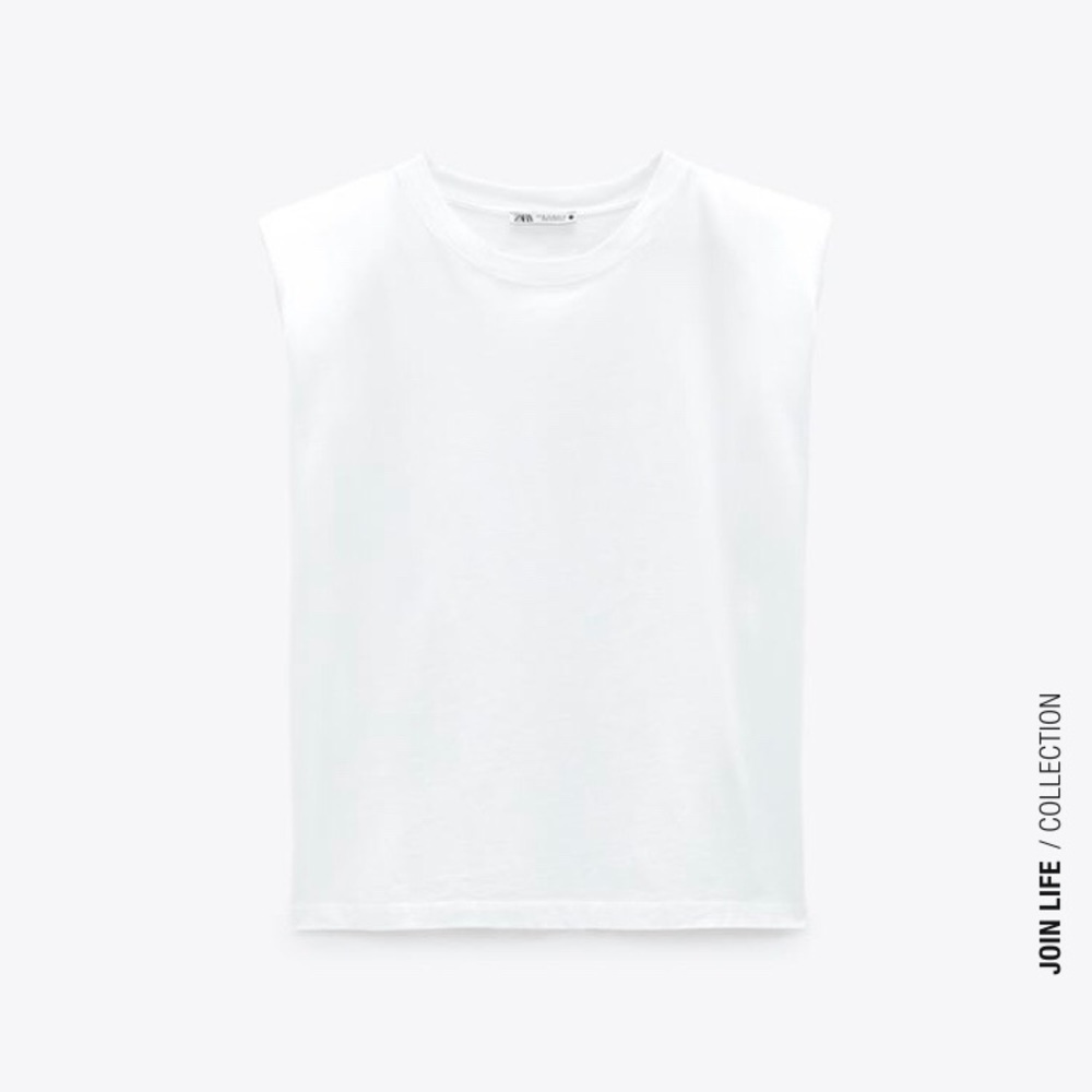 White Zara Shoulder Padded Top NWT Small